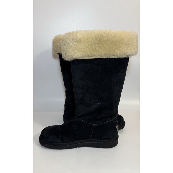 UGG Australia 5163 Upside Tall Suede Lace-Up Black Suede Shearling Boots US 6 - Picture 8 of 13